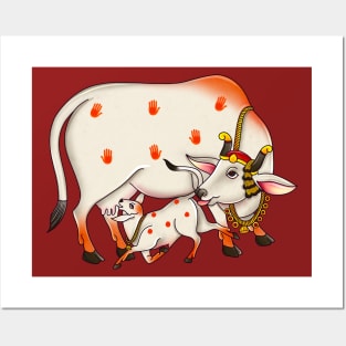 Pichwai folk art cow Posters and Art